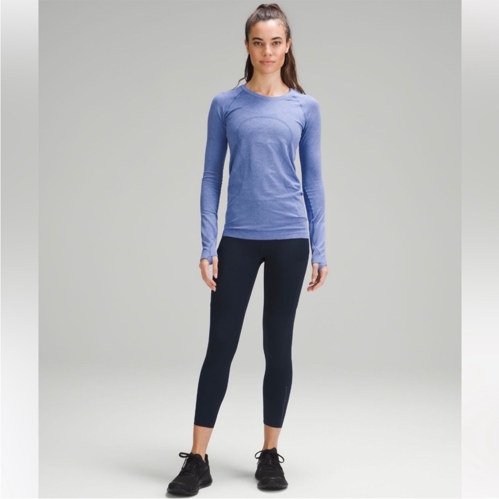 lululemon Swiftly Tech Long Sleeve Shirt 2.0 Ripple Wave Wild Indigo Navy Size 4